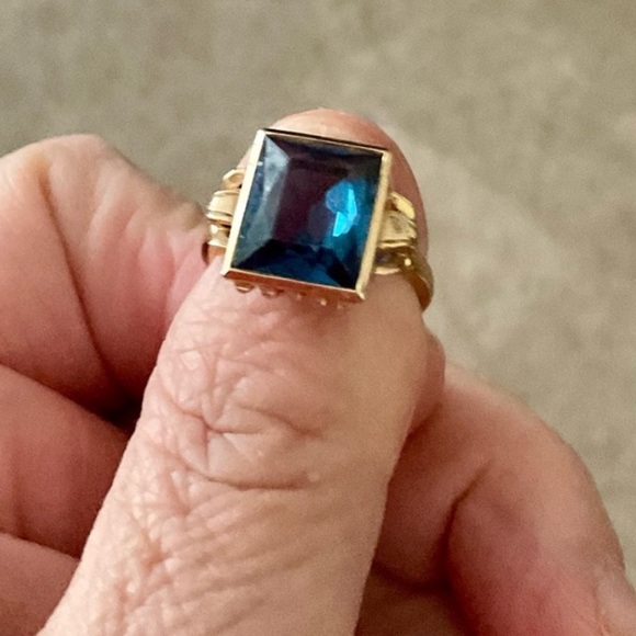 10k London Blue Topaz Yellow Gold Ring - Picture 2 of 12